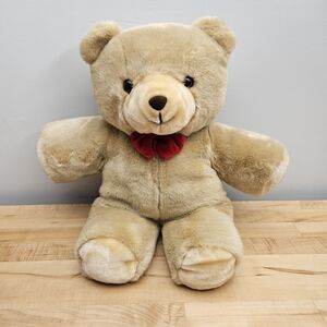 Vintage Gerber TLC Teddy Bear Plush 20" Tan Red Bow Tie